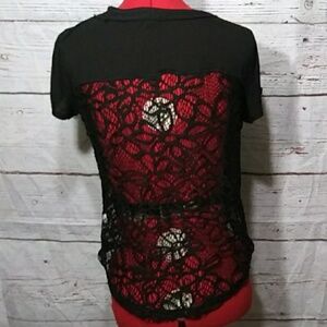 Eyeshadow Black Lace Blouse Sz M